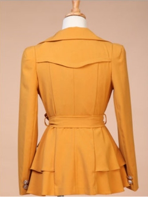 Women coat yellow with belt - Click Image to Close